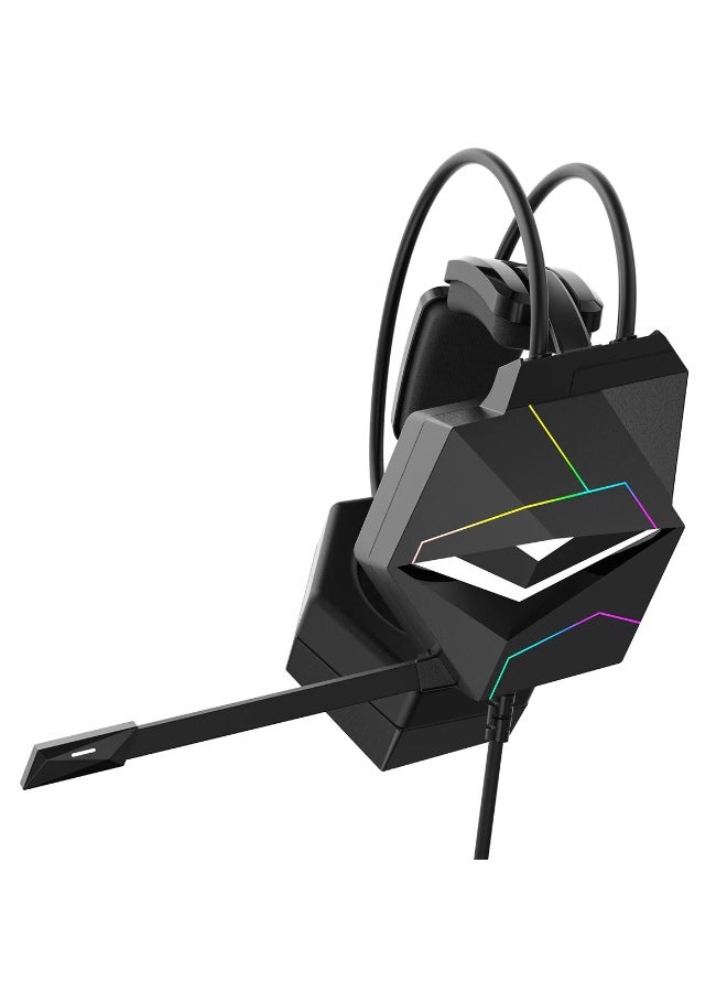 onikuma X20 Wired Professional Gaming Headset with Noise Cancelling Microphone, 7.1 Surround Sound , RGB Lighting, 50mm Precision Drivers, 3.5mm connection , Stereo Surround Sound, Comfortable Over-Ear Design for PC and Laptops (Black) - Image 3